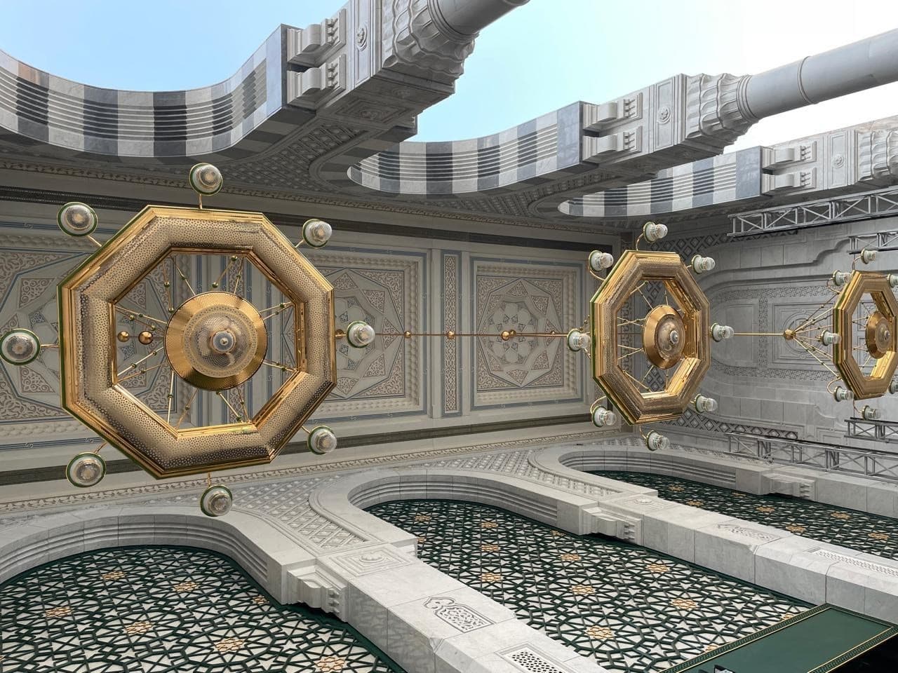 Chandelier lighting design used in mosque projects