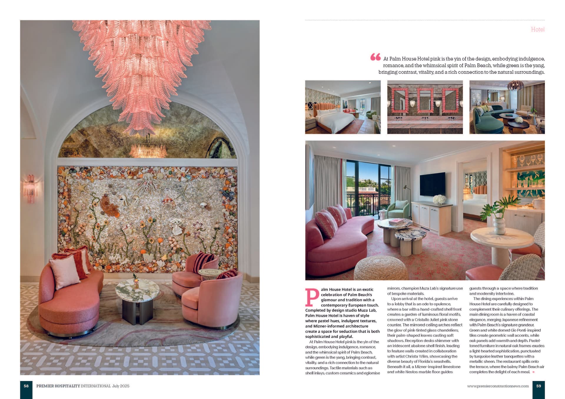 Suite interior of Palm House Hotel Florida with panoramic windows, elegant seating and tropical design accents